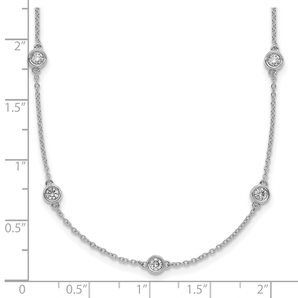 14k White Gold Diamond Station Cable Necklace