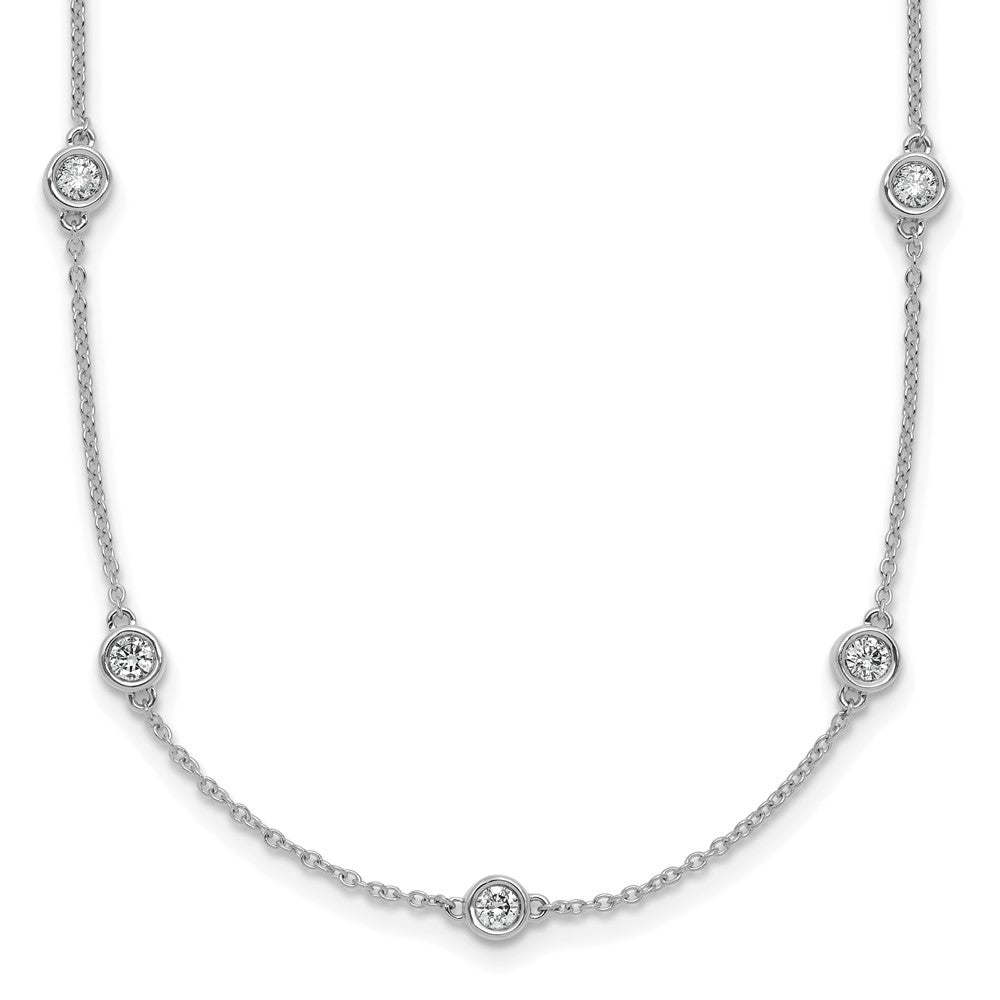 14k White Gold Diamond Station Cable Necklace