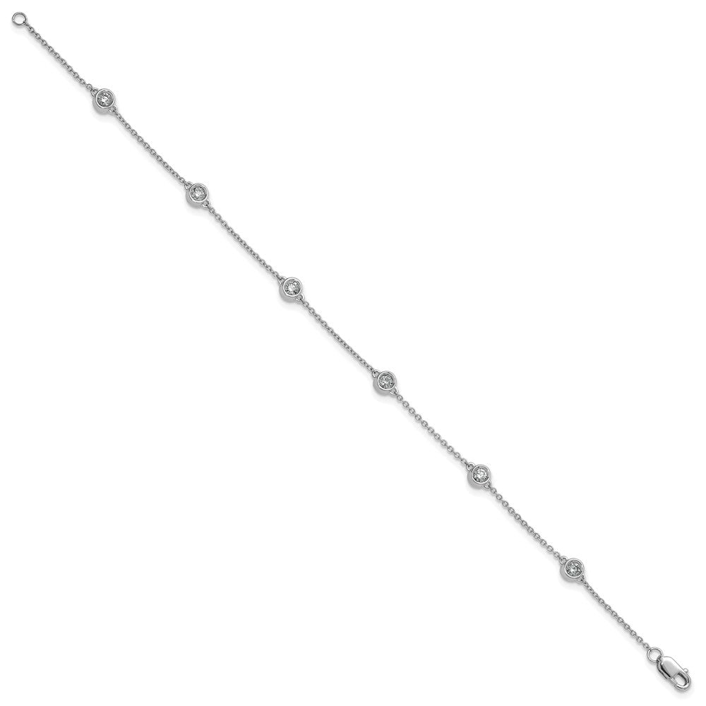 14k White Gold Diamond Station Cable Bracelet
