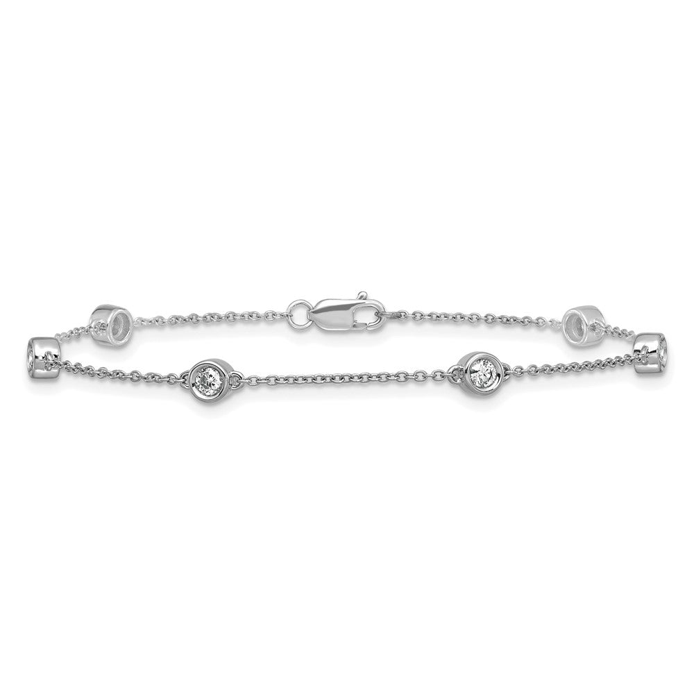 14k White Gold Diamond Station Cable Bracelet