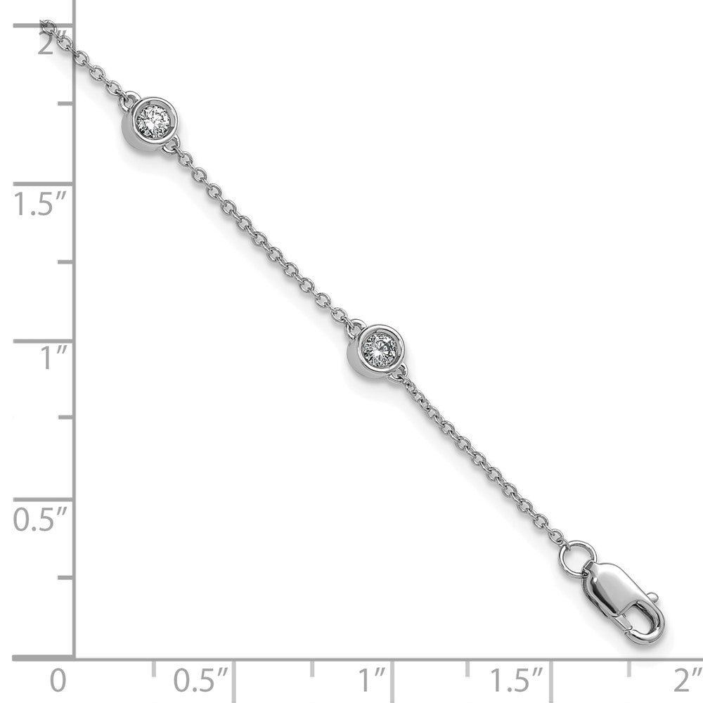 14k White Gold Diamond Station Cable Bracelet