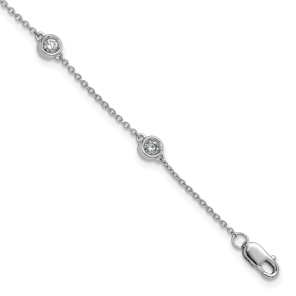 14k White Gold Diamond Station Cable Bracelet