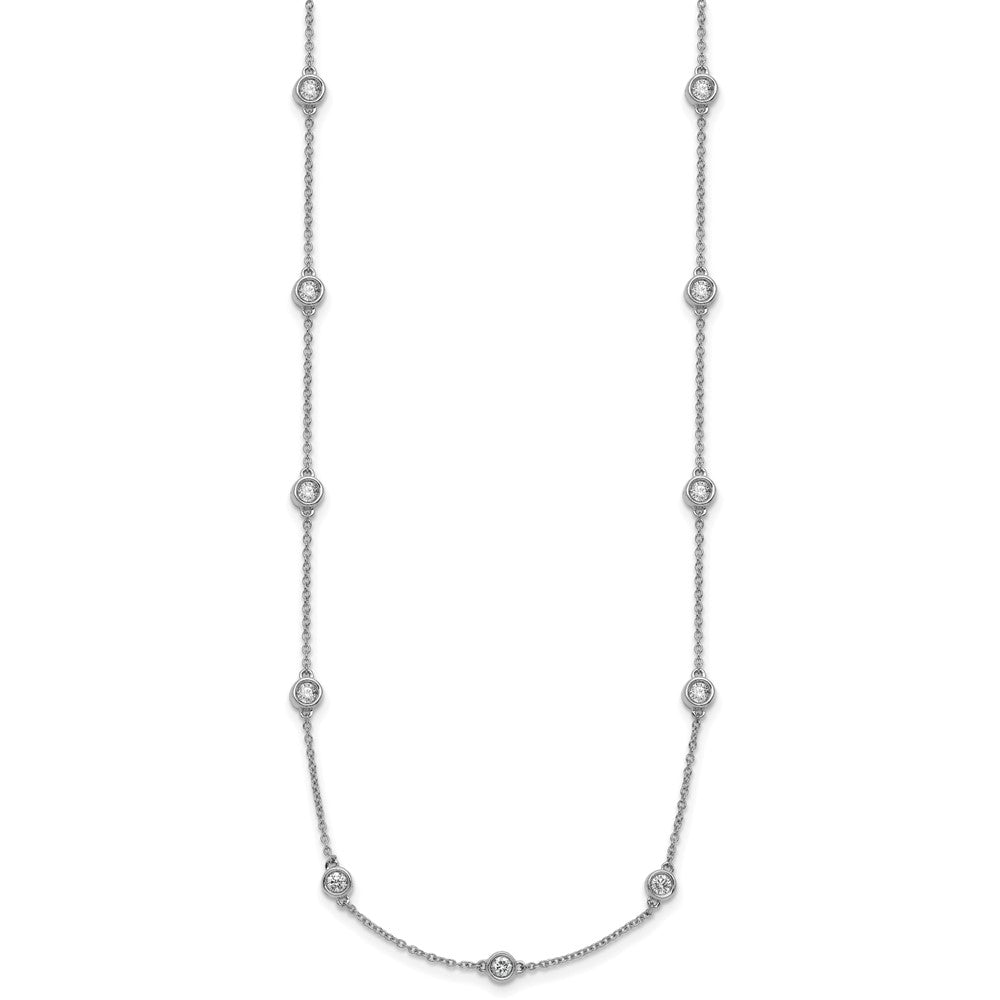 14k White Gold Diamond Station Cable Necklace