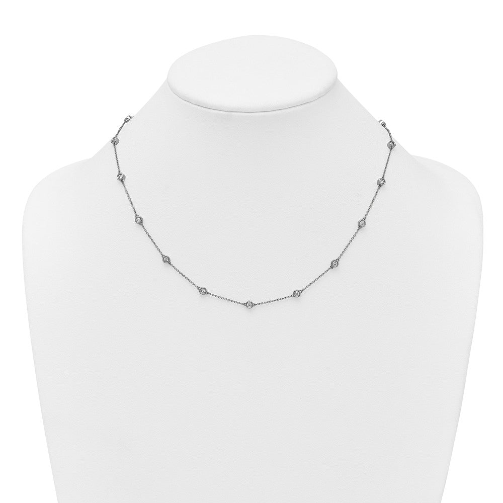 14k White Gold Diamond Station Cable Necklace