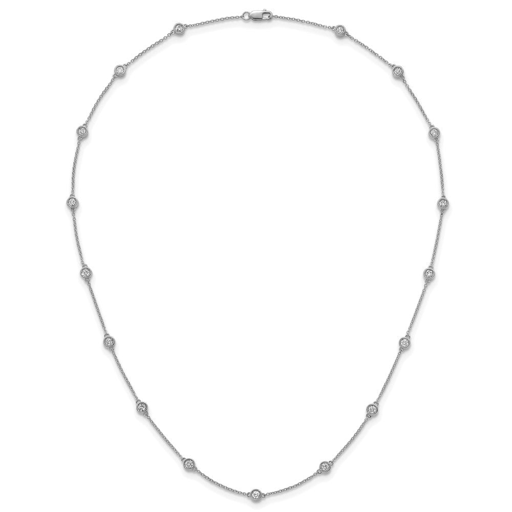 14k White Gold Diamond Station Cable Necklace