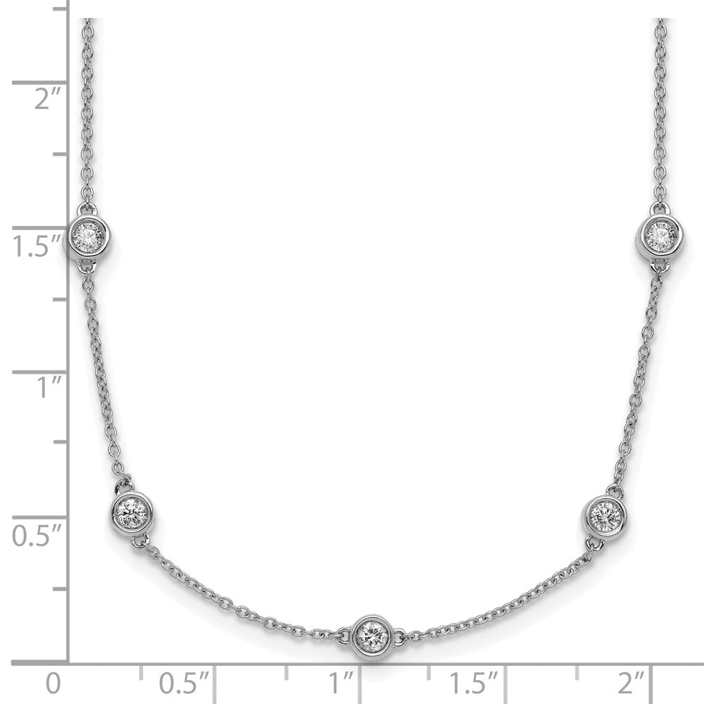 14k White Gold Diamond Station Cable Necklace