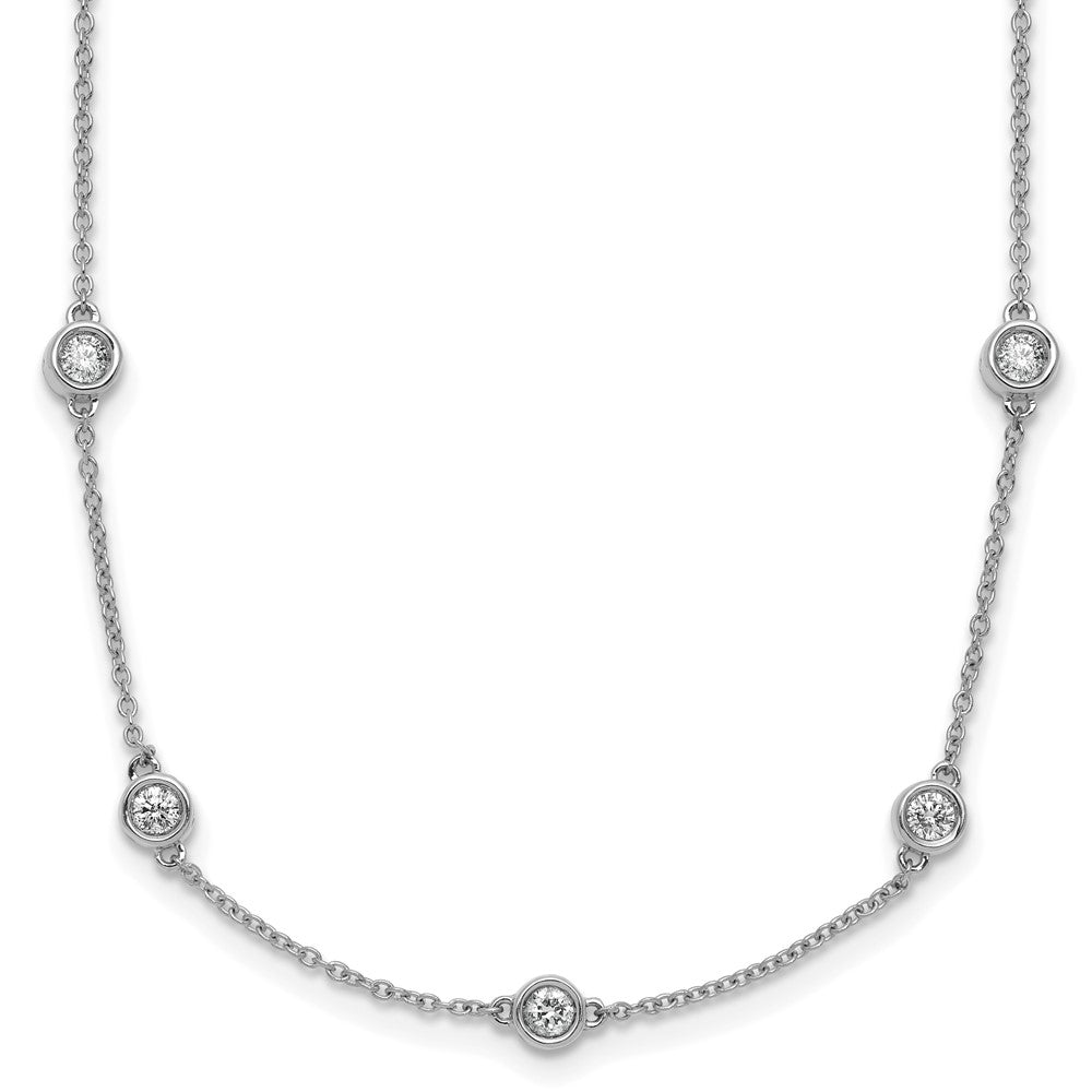 14k White Gold Diamond Station Cable Necklace