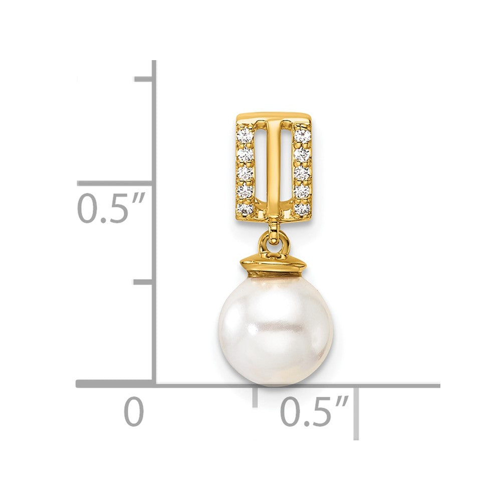 14K Polished Diamond and Pearl Chain Slide
