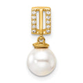 14K Polished Diamond and Pearl Chain Slide
