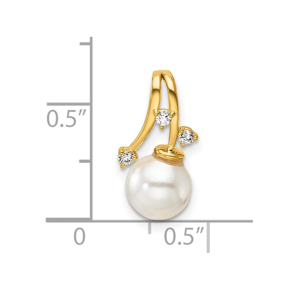 14K Polished Diamond and Pearl Chain Slide
