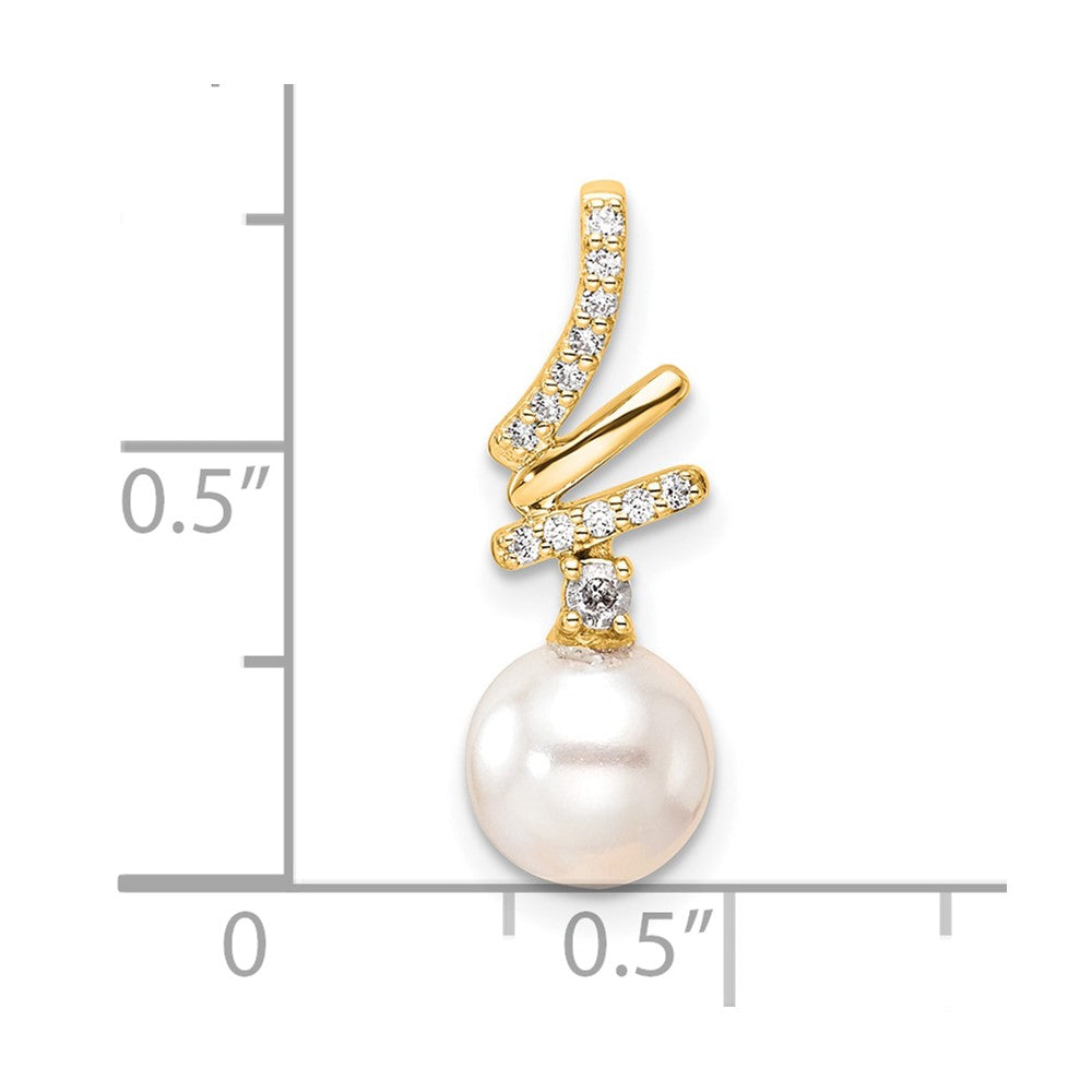 14K Polished Diamond and Pearl Chain Slide