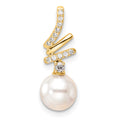 14K Polished Diamond and Pearl Chain Slide