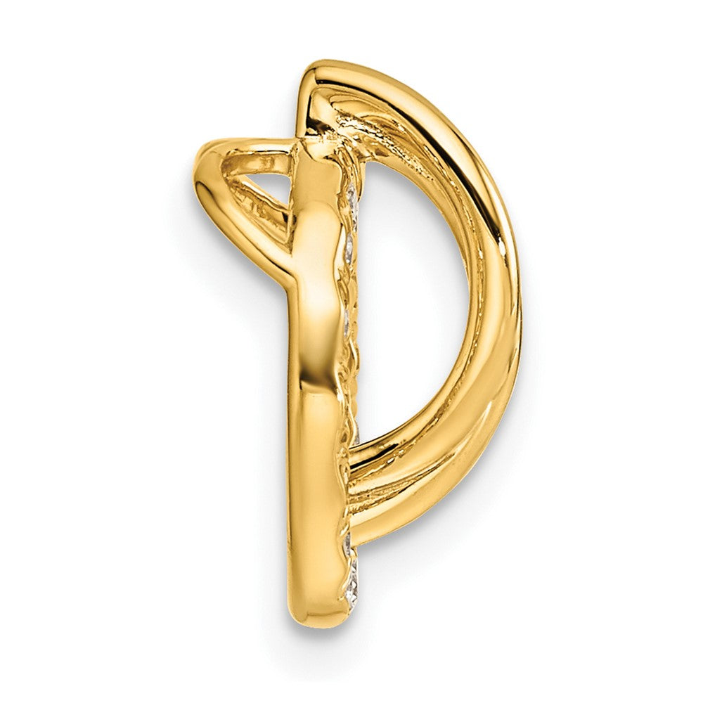 14K Polished Diamond Open Circle Chain Slide