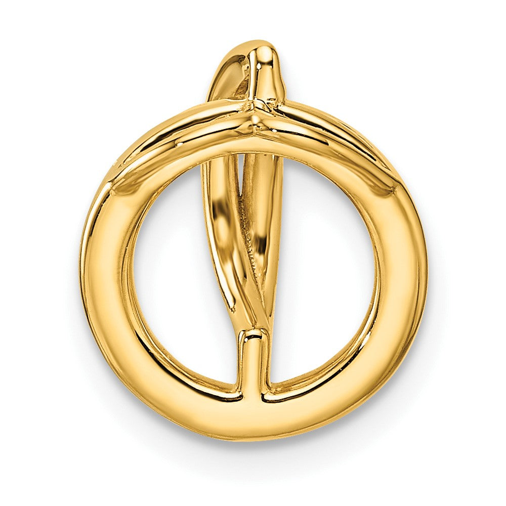 14K Polished Diamond Open Circle Chain Slide