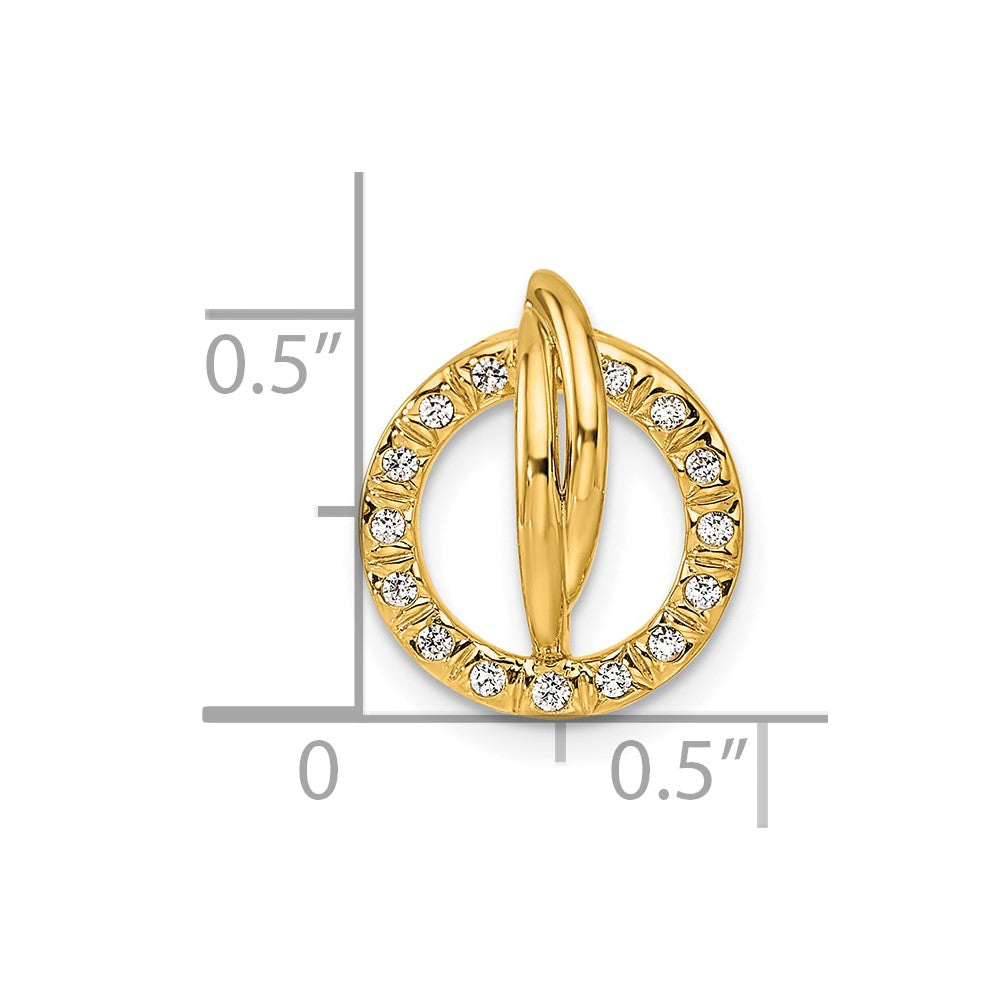 14K Polished Diamond Open Circle Chain Slide