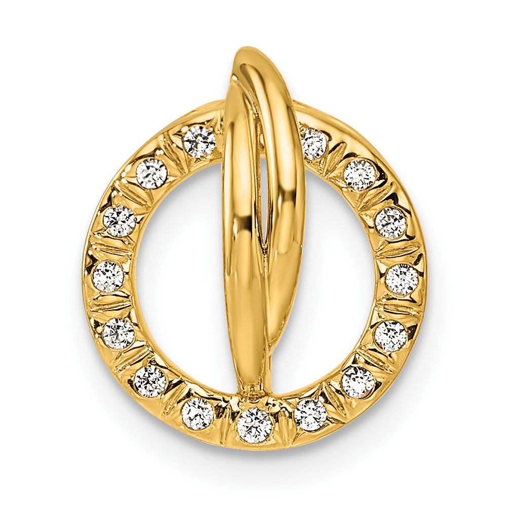 14K Polished Diamond Open Circle Chain Slide