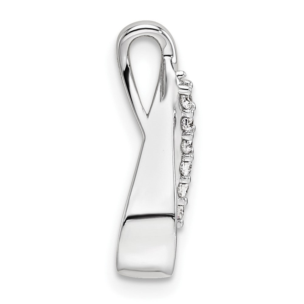 14K White Gold Polished Diamond Complete Tear-drop Chain Slide