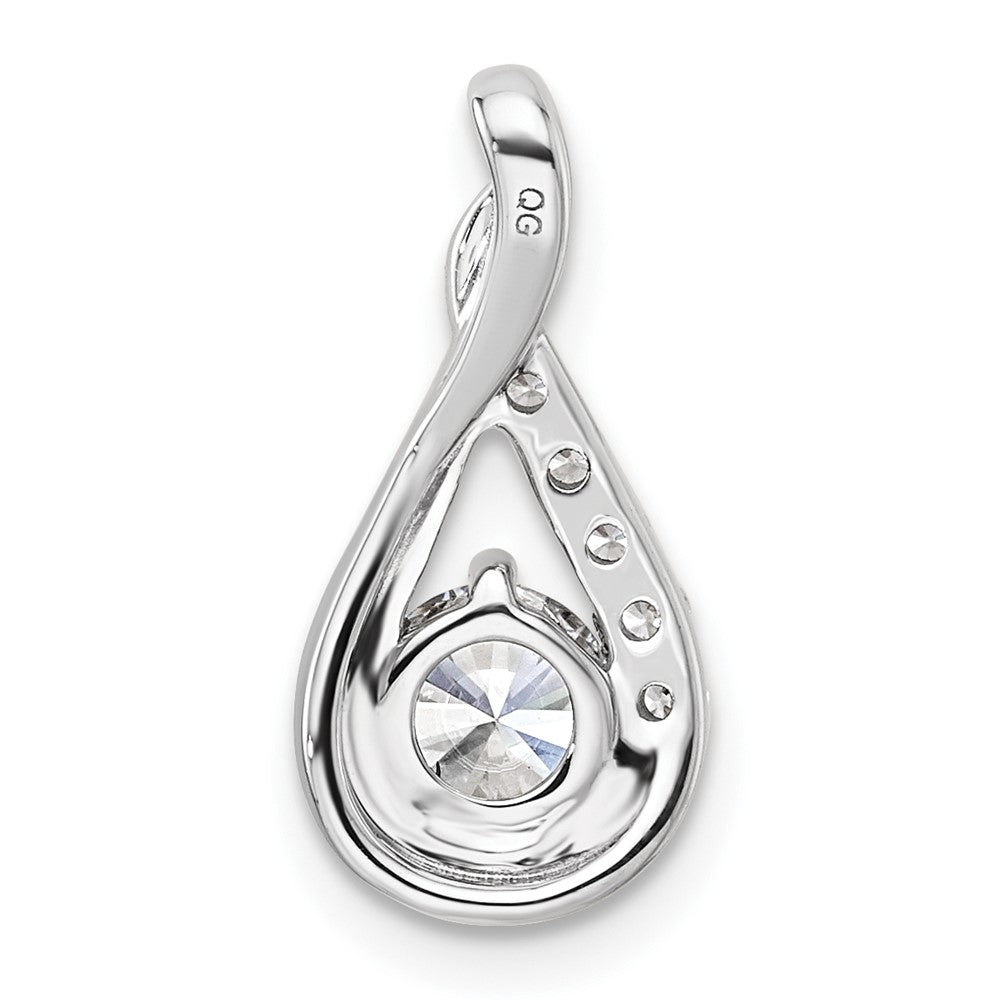 14K White Gold Polished Diamond Complete Tear-drop Chain Slide