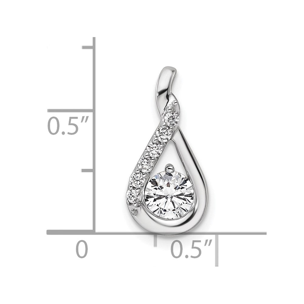 14K White Gold Polished Diamond Complete Tear-drop Chain Slide