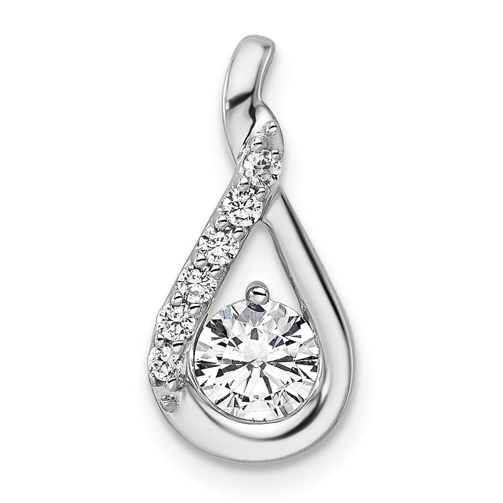 14K White Gold Polished Diamond Complete Tear-drop Chain Slide