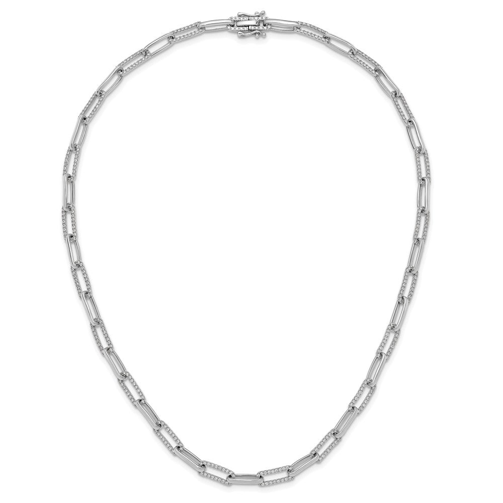 14k White Gold Polished Diamond Paperclip Link 18in Necklace