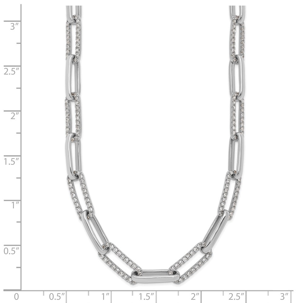 14k White Gold Polished Diamond Paperclip Link 18in Necklace
