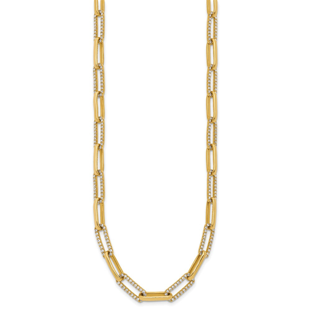 14k Polished Diamond Paperclip Link 18in Necklace