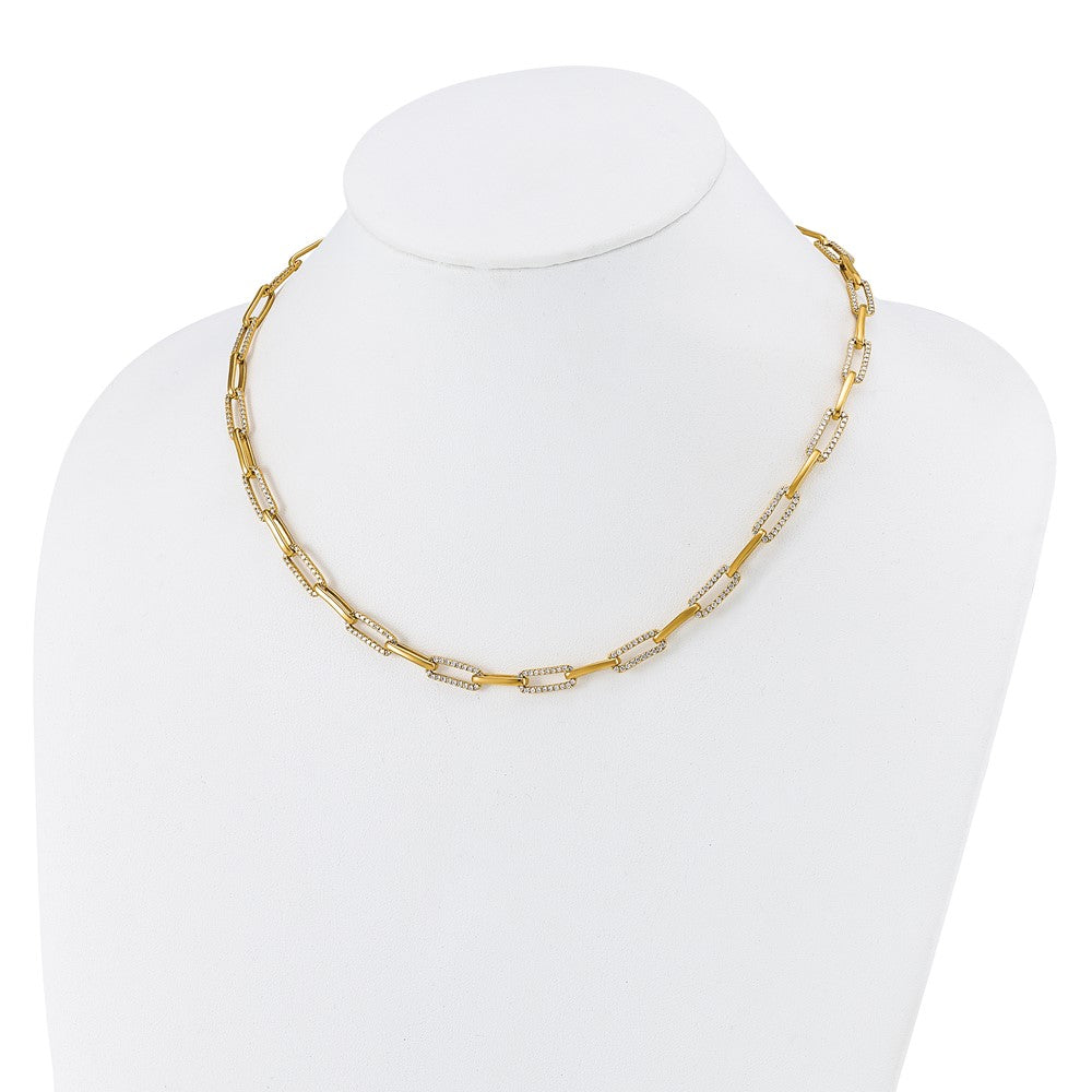 14k Polished Diamond Paperclip Link 18in Necklace