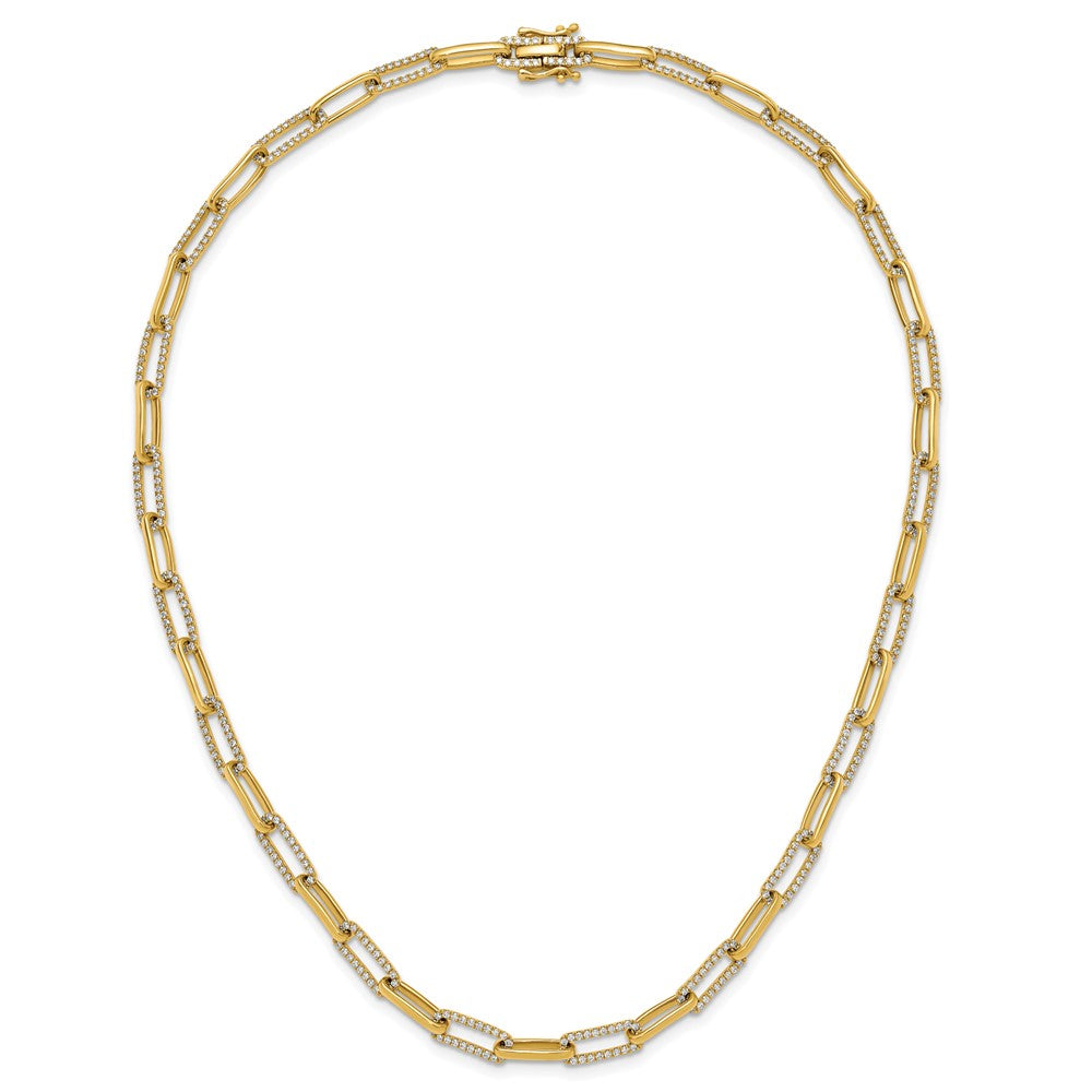 14k Polished Diamond Paperclip Link 18in Necklace