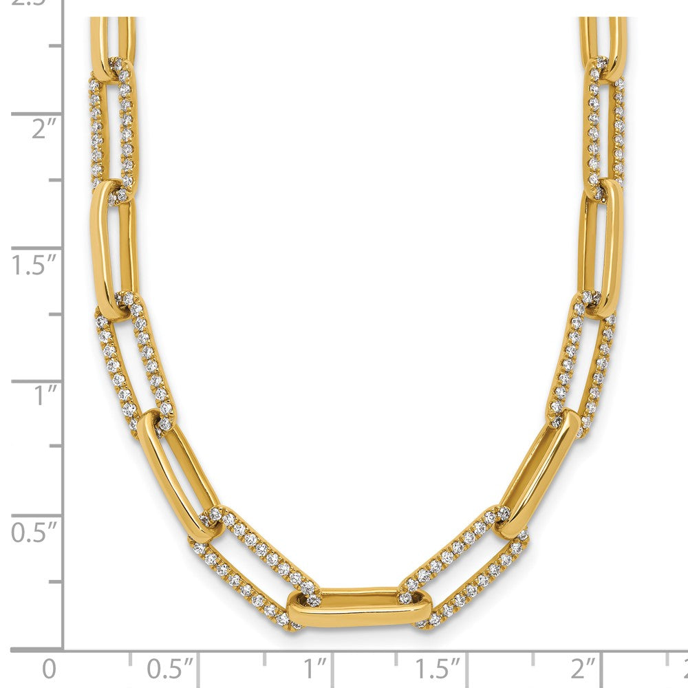 14k Polished Diamond Paperclip Link 18in Necklace