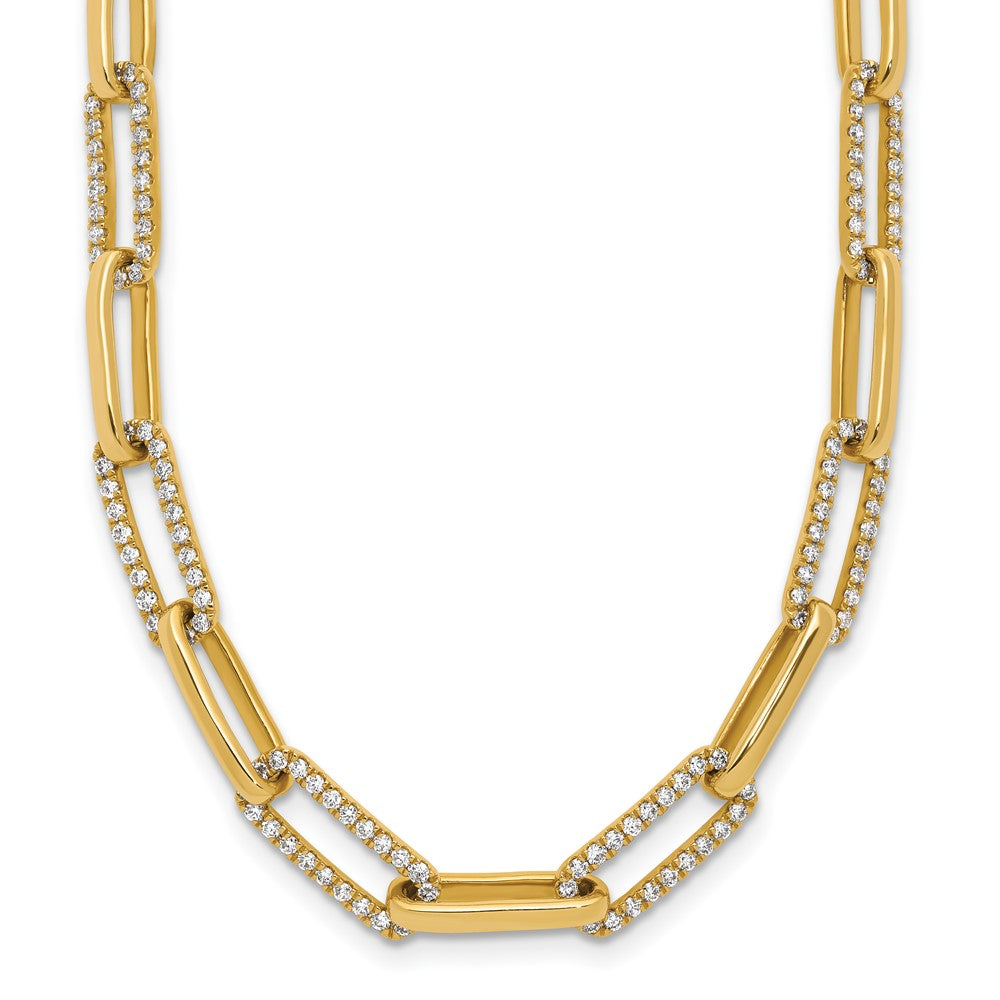 14k Polished Diamond Paperclip Link 18in Necklace