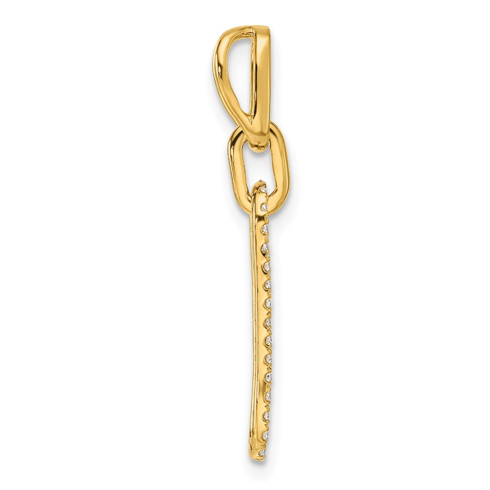 14K Polished Diamond Paperclip Link Pendant