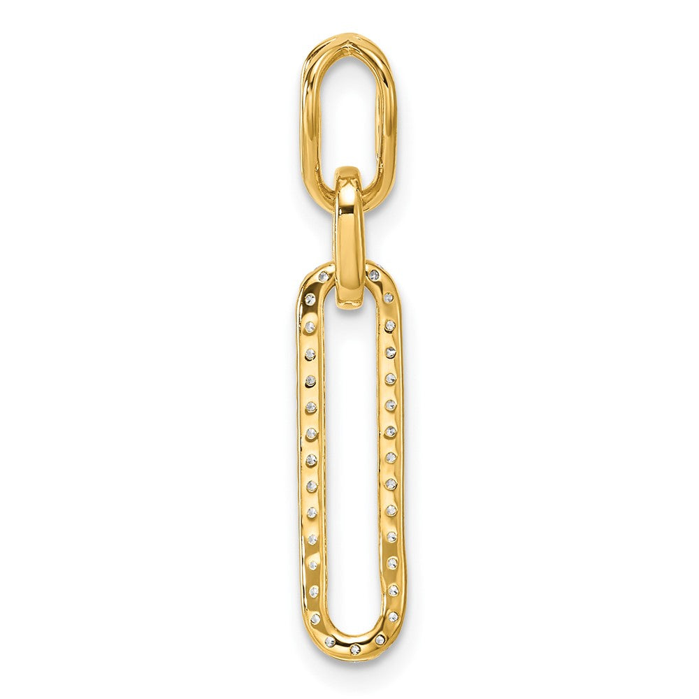 14K Polished Diamond Paperclip Link Pendant