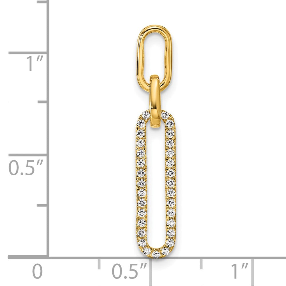 14K Polished Diamond Paperclip Link Pendant