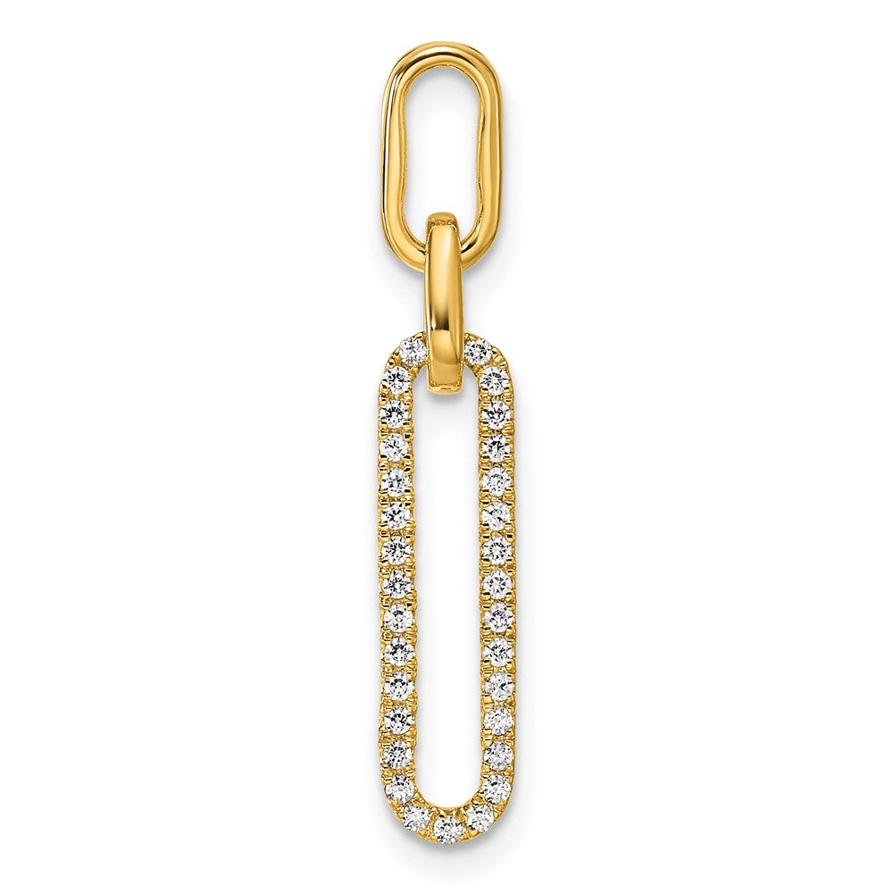14K Polished Diamond Paperclip Link Pendant