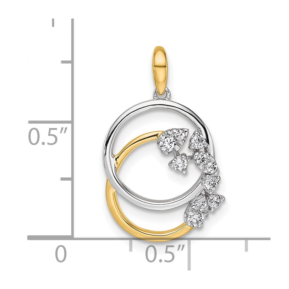 14K Two-tone Polished Diamond Intertwined Circles Pendant