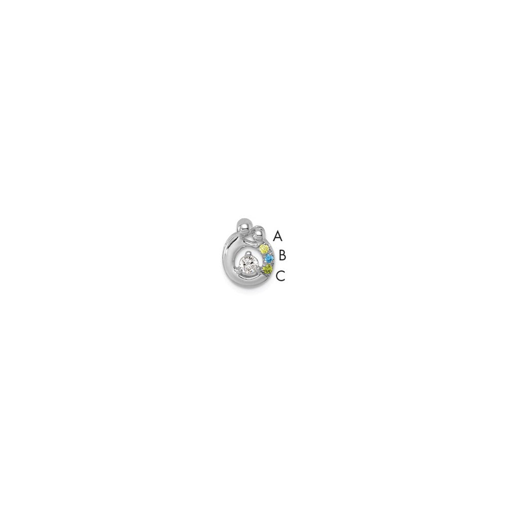 14k WG 3 Birthstone and Dia Mother/Child Chain Slide Semi-mount