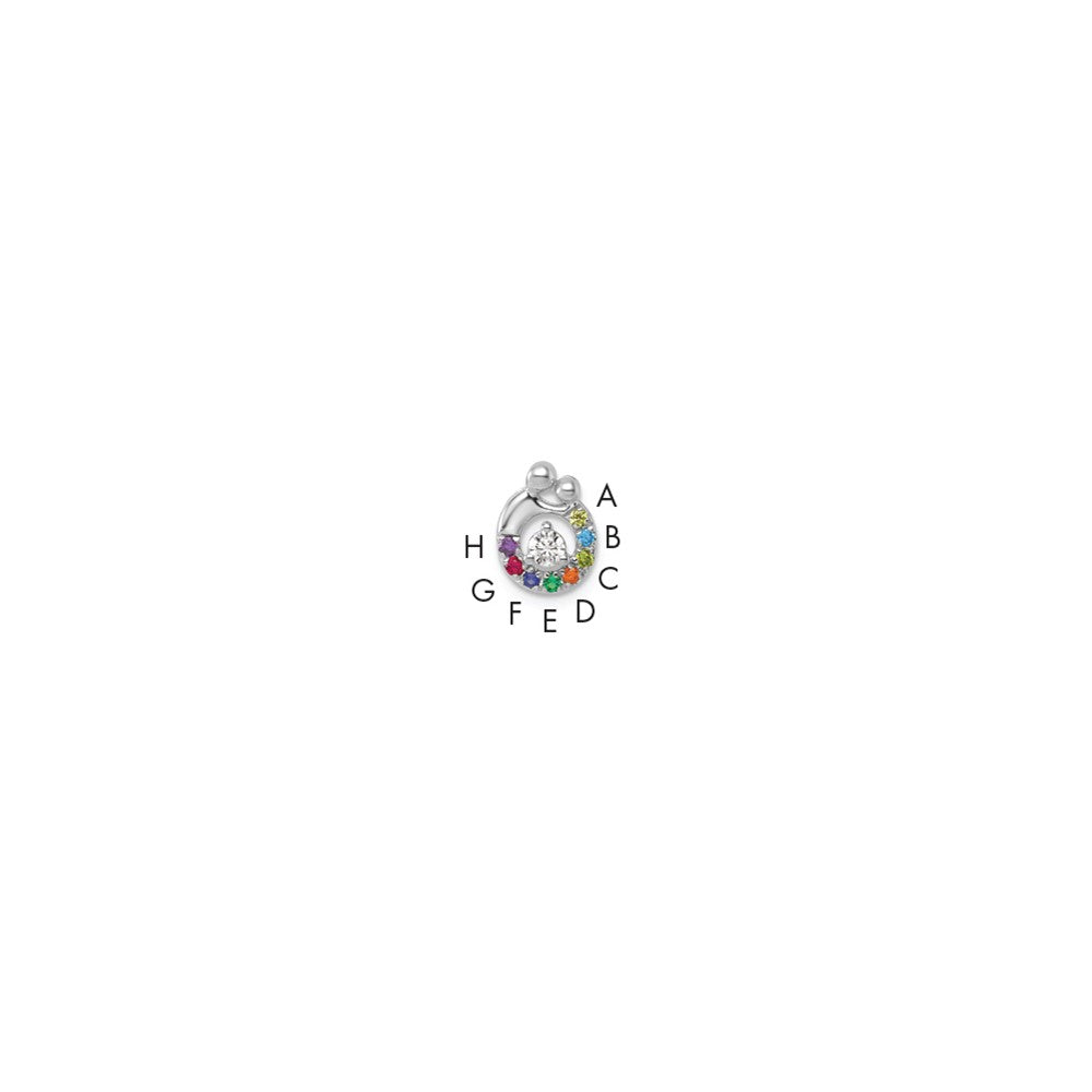 14k WG 8 Birthstone and Dia Mother/Child Chain Slide Semi-mount