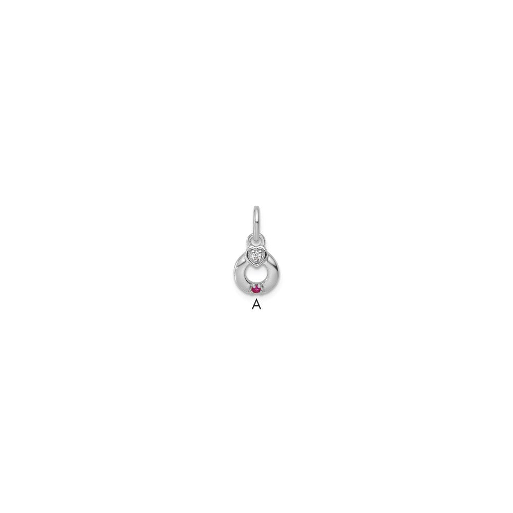 14k WG Dia. Heart w/1 Birthstone Mother's Circle Pend Semi-Mount