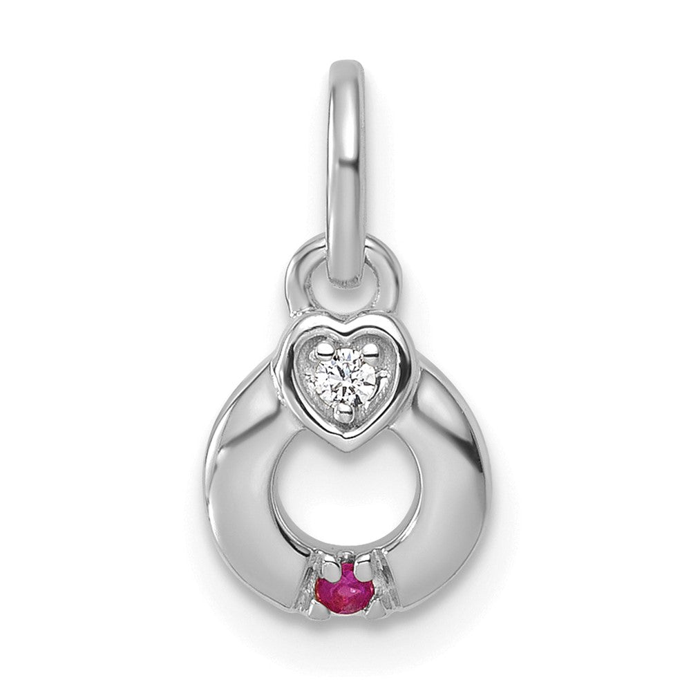 14k WG Dia. Heart w/1 Birthstone Mother's Circle Pend Semi-Mount