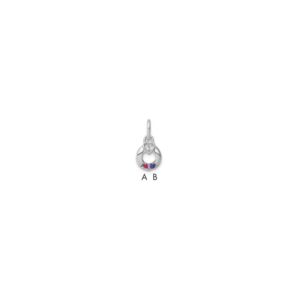14k WG Dia. Heart w/2 Birthstone Mother's Circle Pend Semi-Mount