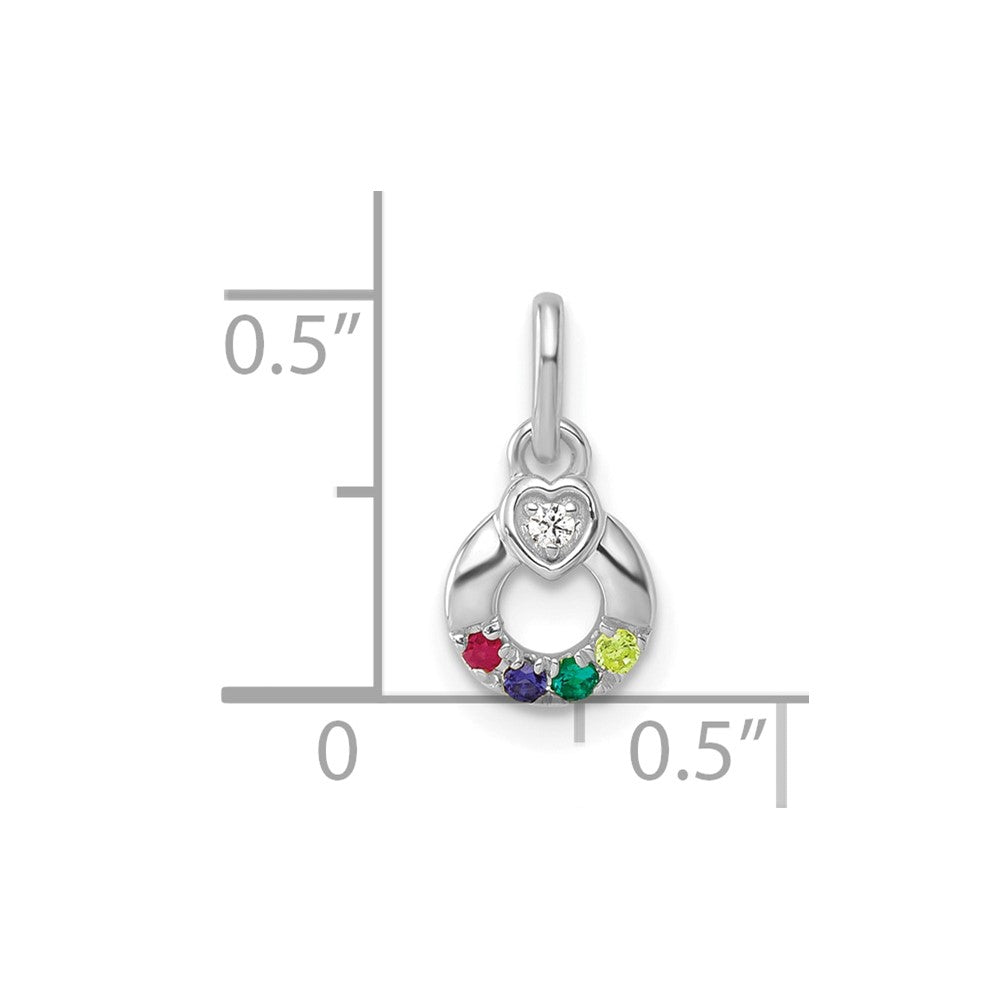 14k WG Dia. Heart w/4 Birthstone Mother's Circle Pend Semi-Mount