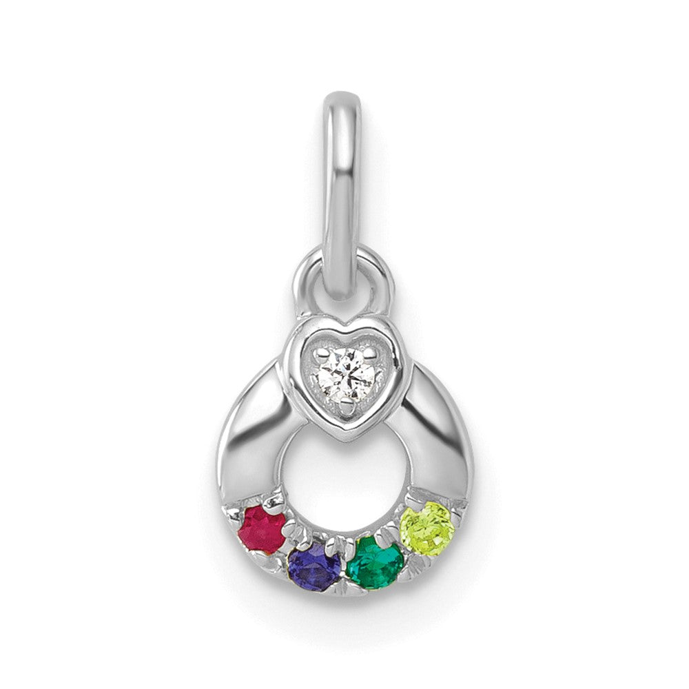 14k WG Dia. Heart w/4 Birthstone Mother's Circle Pend Semi-Mount
