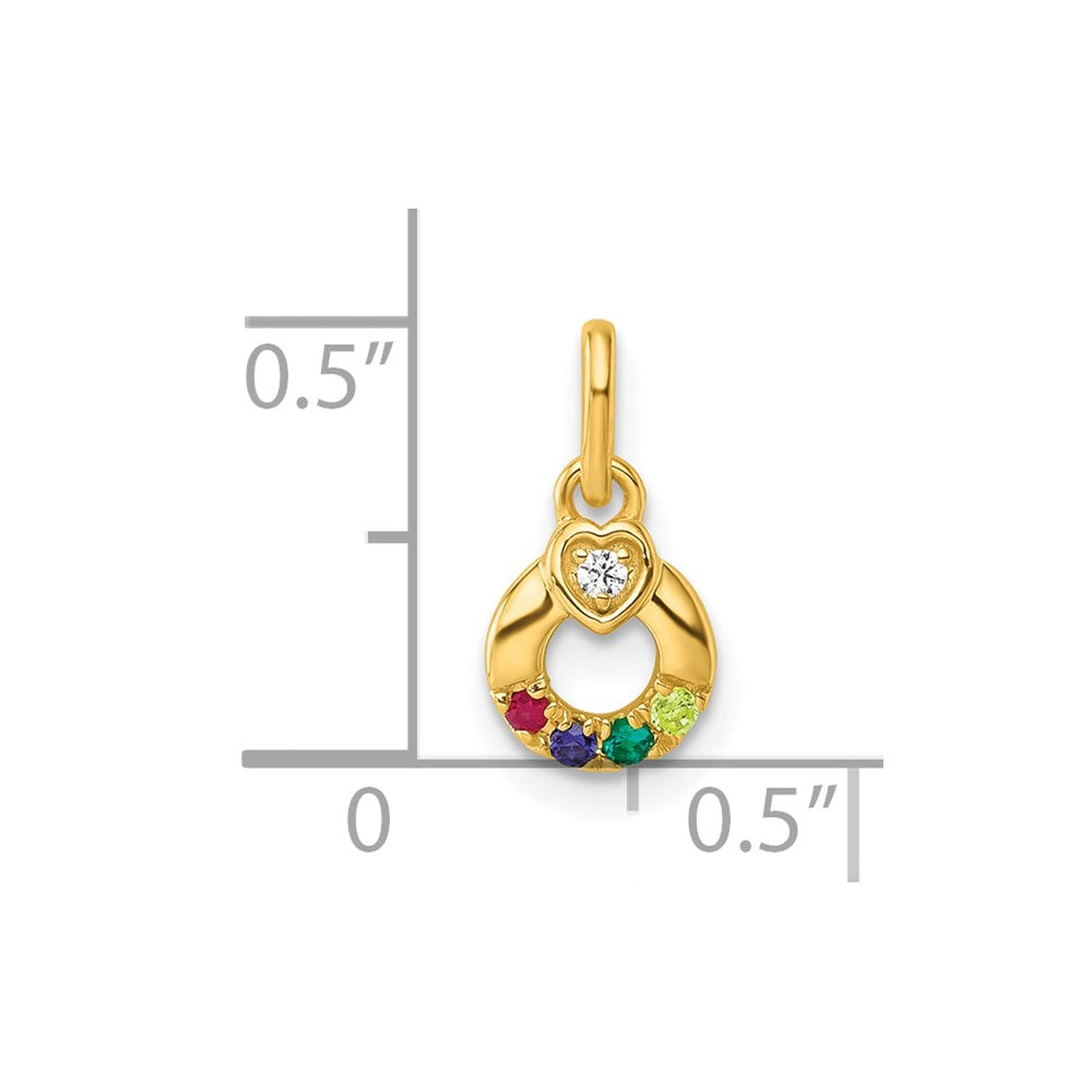14k Dia Heart w/ 4 Birthstone Mother's Circle Pendant Semi-Mount