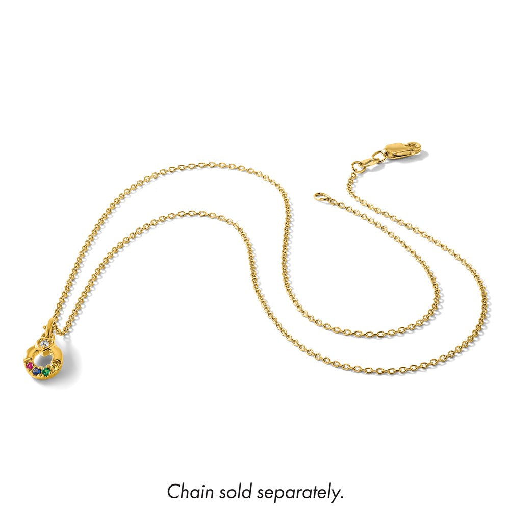 14k Dia Heart w/ 4 Birthstone Mother's Circle Pendant Semi-Mount