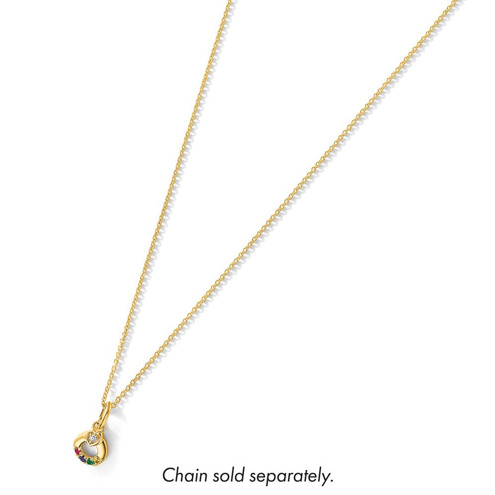 14k Dia Heart w/ 4 Birthstone Mother's Circle Pendant Semi-Mount