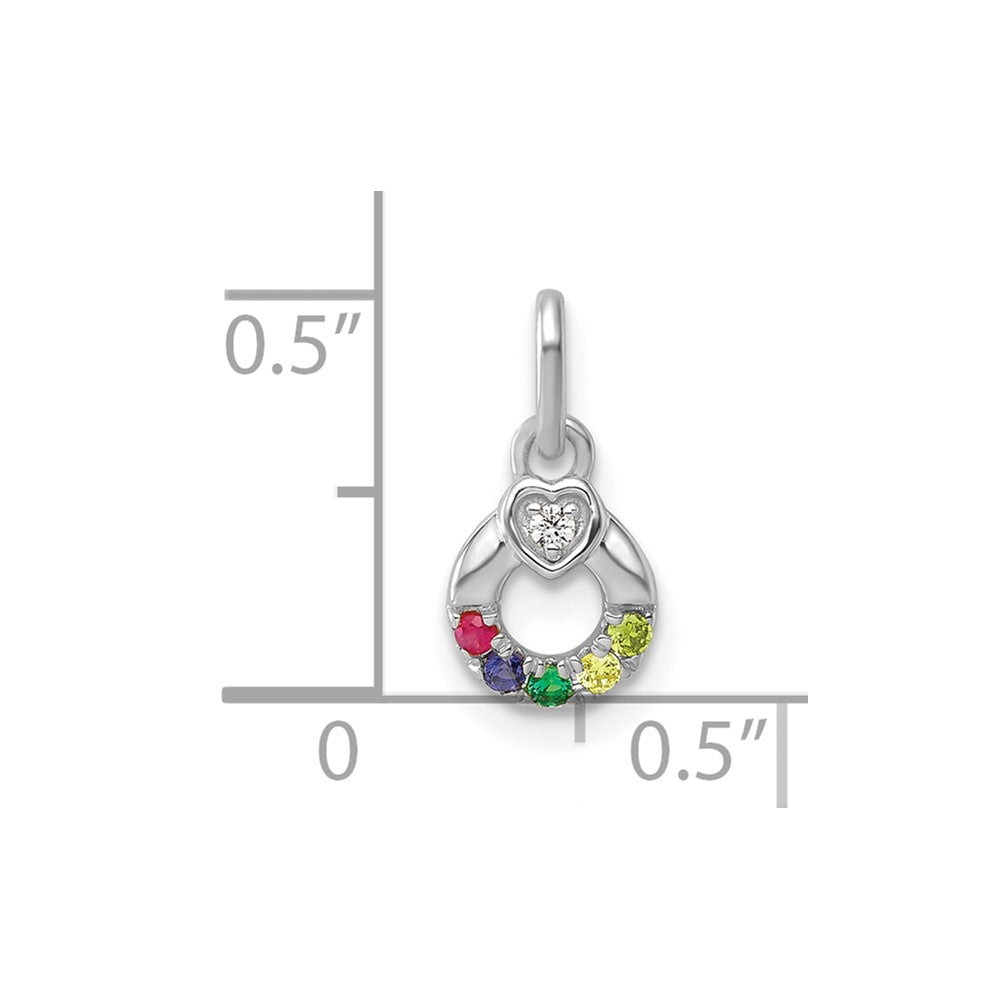 14k WG Dia. Heart w/5 Birthstone Mother's Circle Pend Semi-Mount