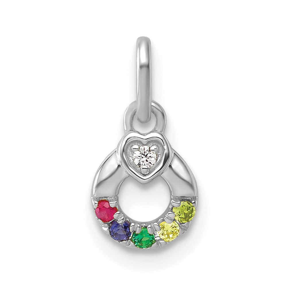 14k WG Dia. Heart w/5 Birthstone Mother's Circle Pend Semi-Mount