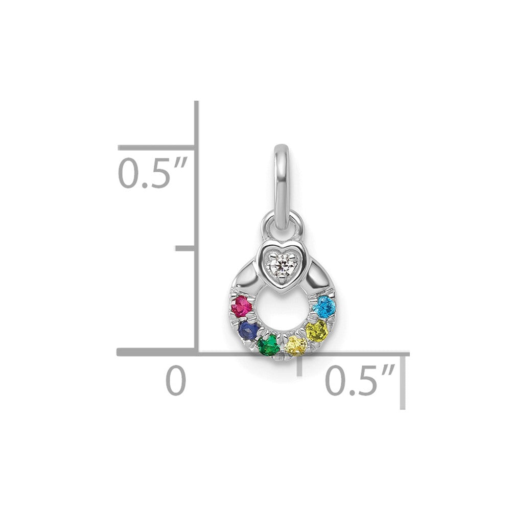 14k WG Dia. Heart w/6 Birthstone Mother's Circle Pend Semi-Mount