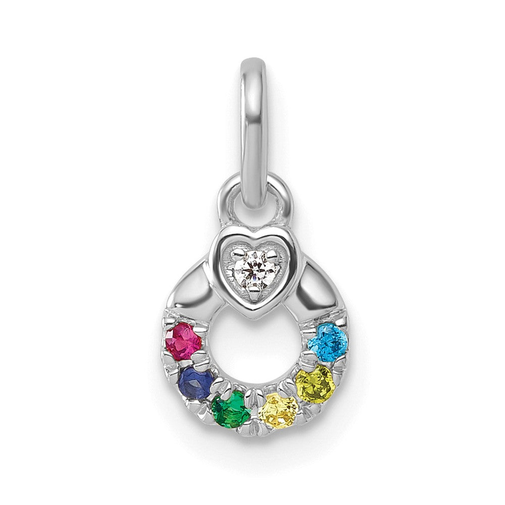 14k WG Dia. Heart w/6 Birthstone Mother's Circle Pend Semi-Mount